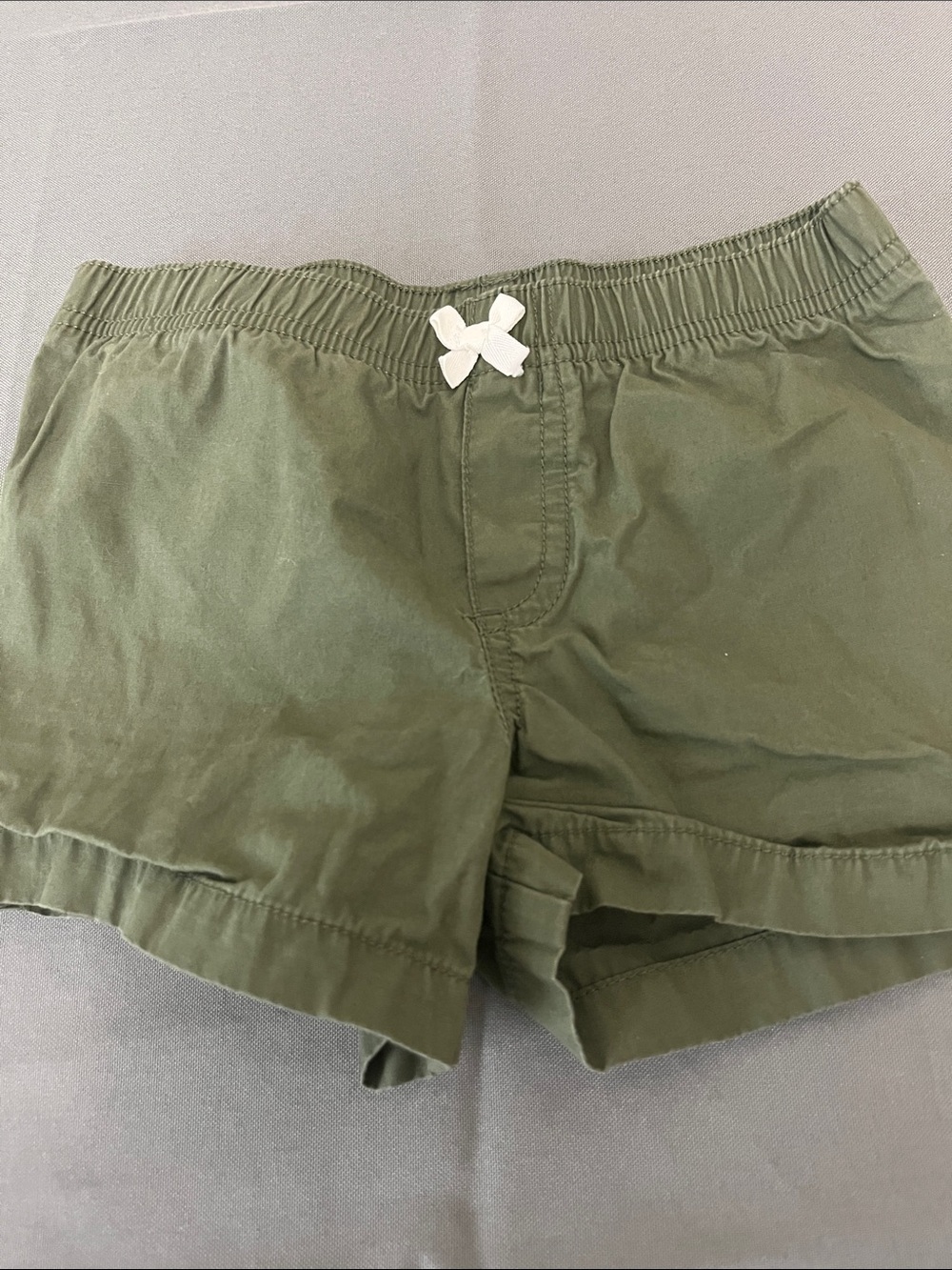 Carter's Olive Green Elastic Waist Casual Shorts with White Bow